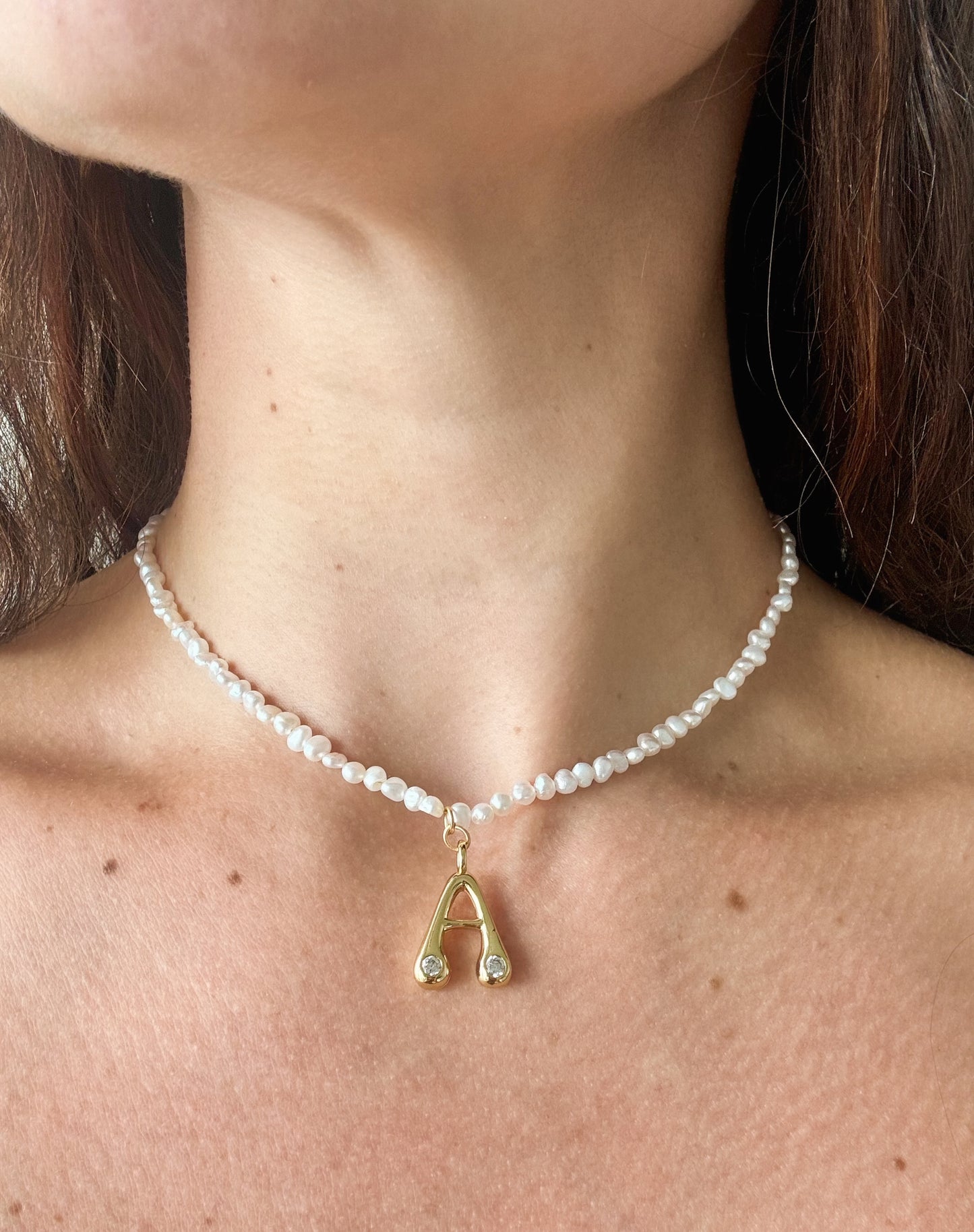 Venus Pearl Necklace & Name Drop Charm
