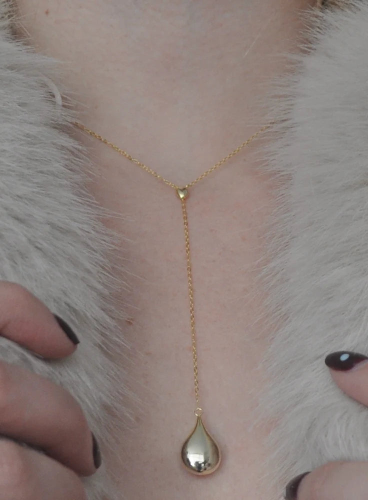 Just a Drop Lariat Necklace in Silver