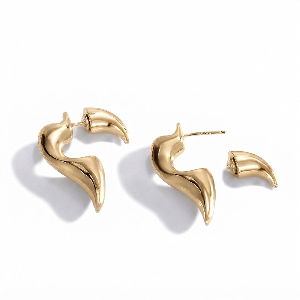 Flame Earrings in Gold