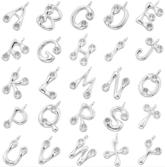 Name Drop Charm in Silver