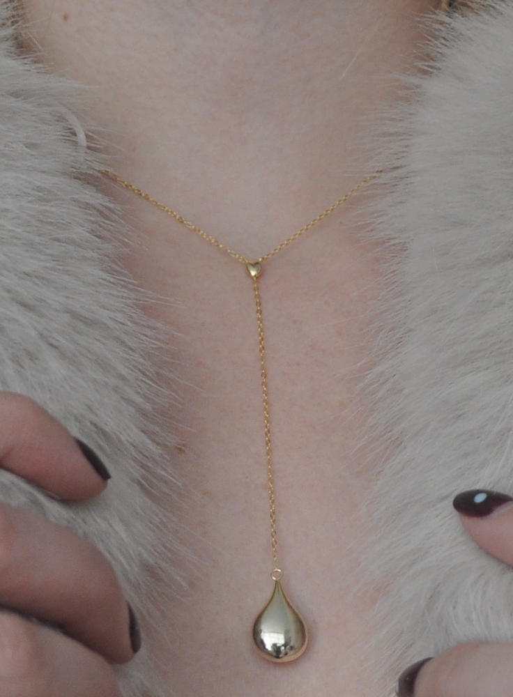 Just a Drop Lariat Necklace in Gold