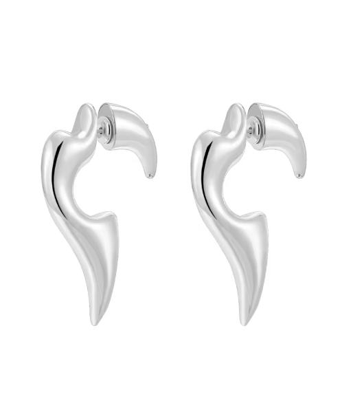 Flame Earrings in Silver