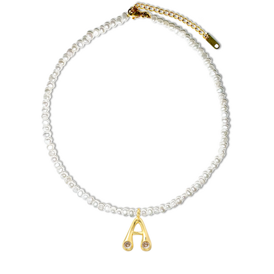 Venus Pearl Necklace & Name Drop Charm